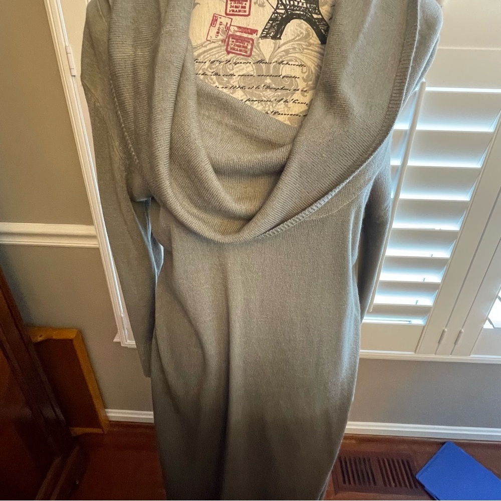 Connected Apparel Light Gray Sweater Dress - Picture 2 of 5
